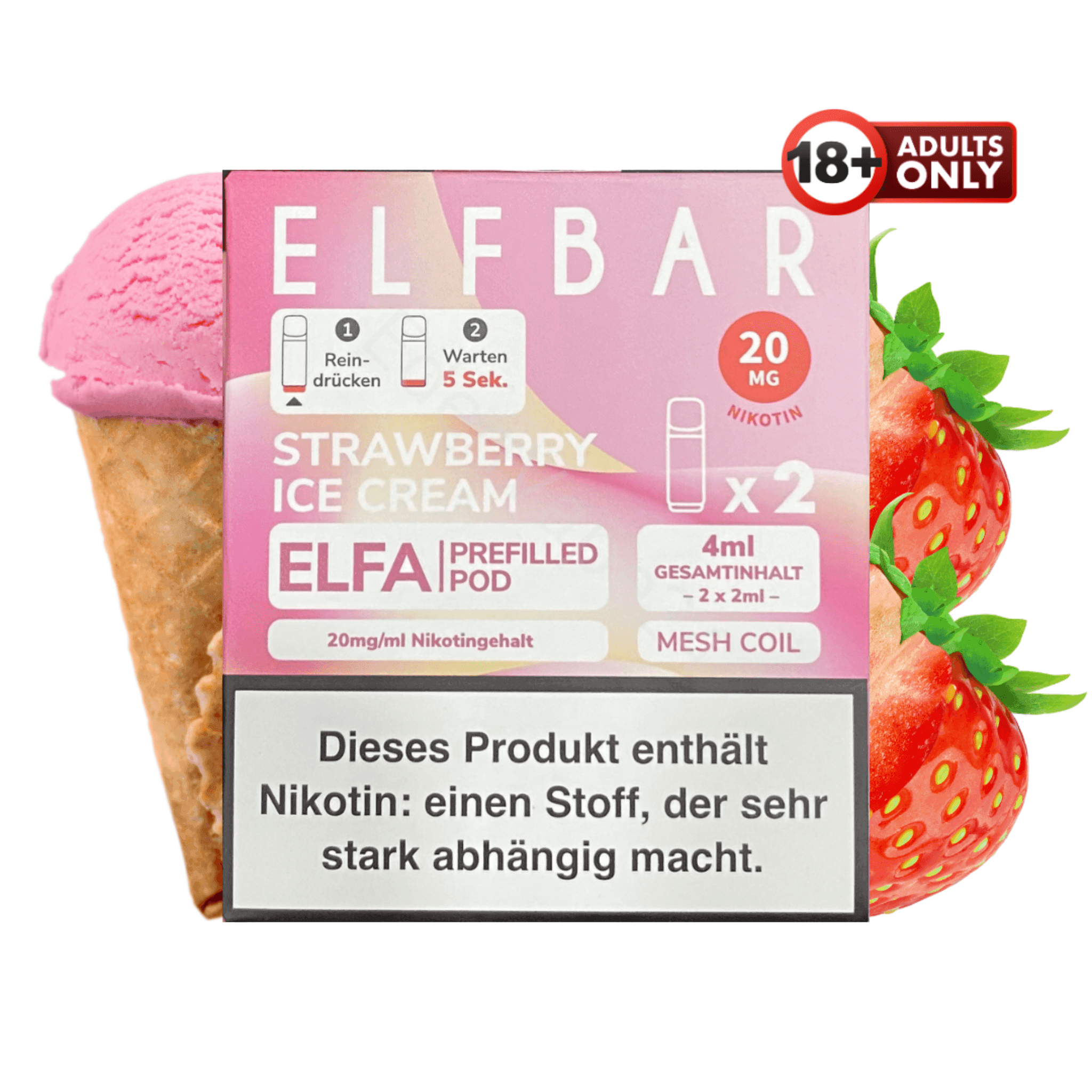 Elfbar ELFA Pod - Strawberry Ice Cream - EdenVape24